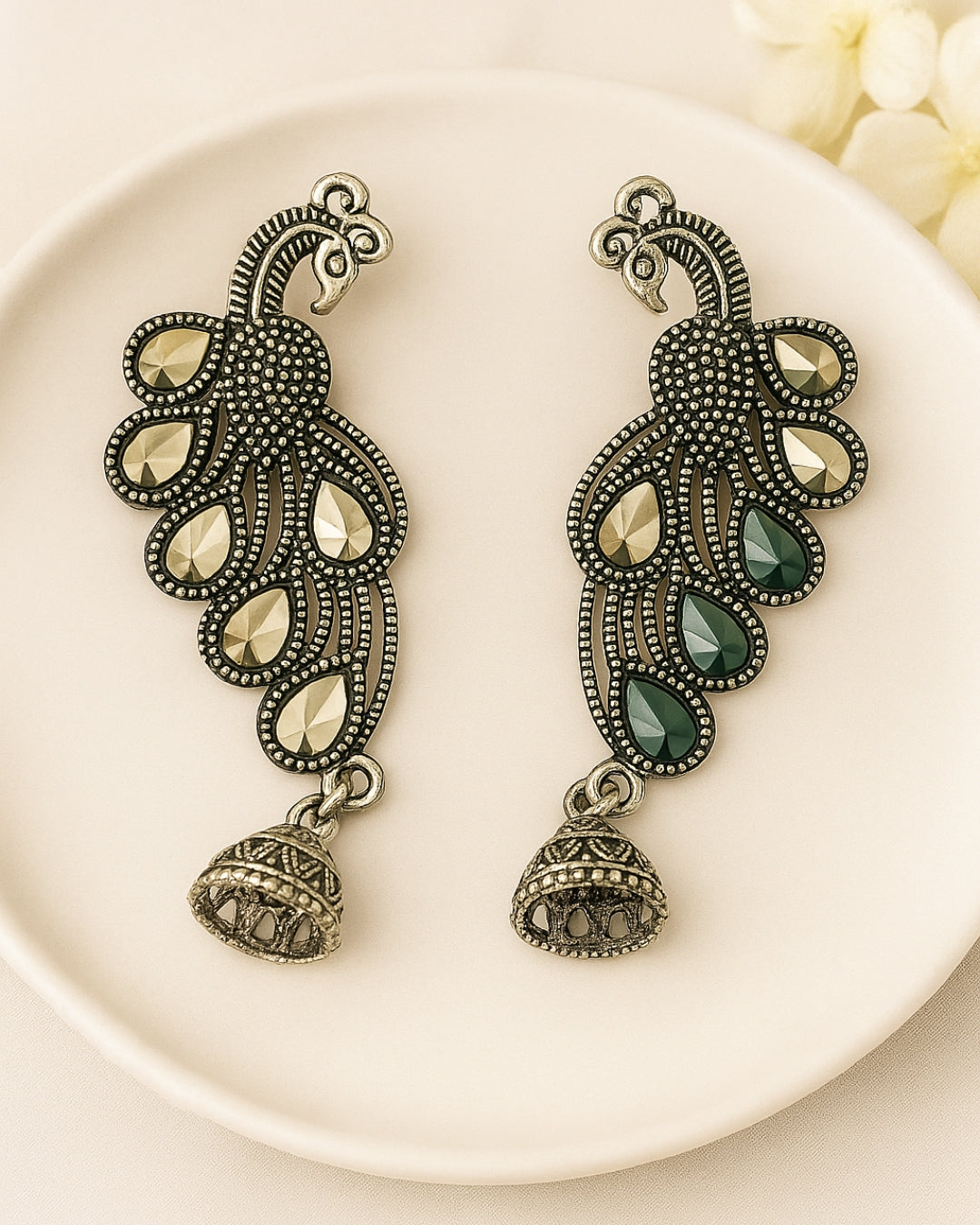 Oxidized Peocock Earring