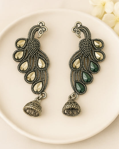 Oxidized Peocock Earring