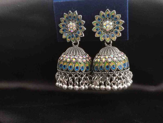 Oxidized Peocock  Jhumka 1