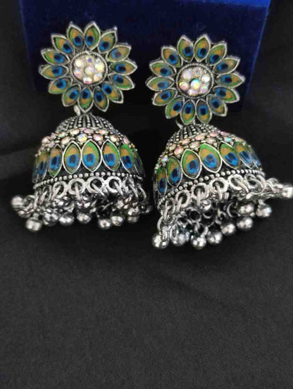 Oxidized Peocock  Jhumka 1
