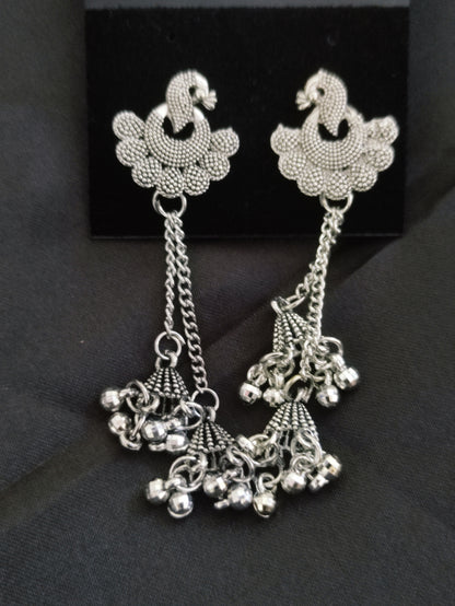 Oxidised Peacock Chain Earrings