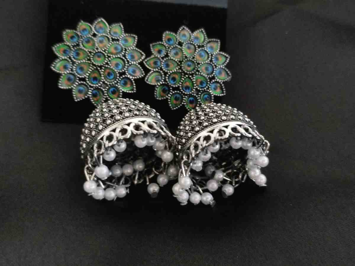 Oxidized Peocock  Jhumka