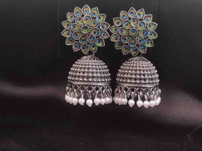 Oxidized Peocock  Jhumka