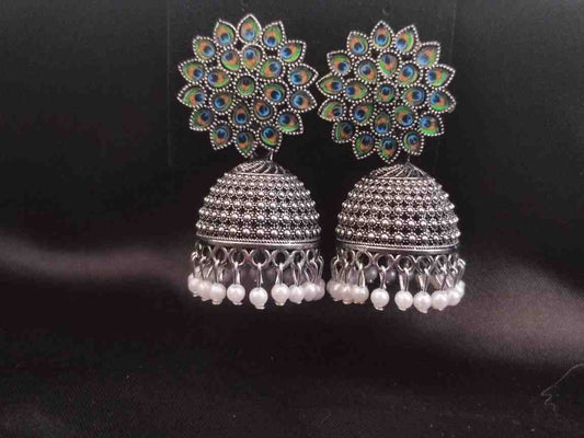 Oxidized Peocock  Jhumka