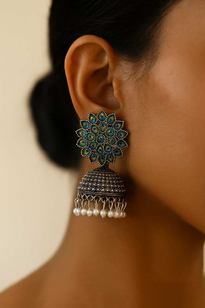 Oxidized Peocock  Jhumka