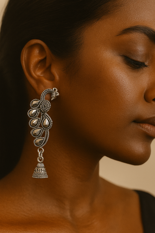 Oxidized Peocock Earring