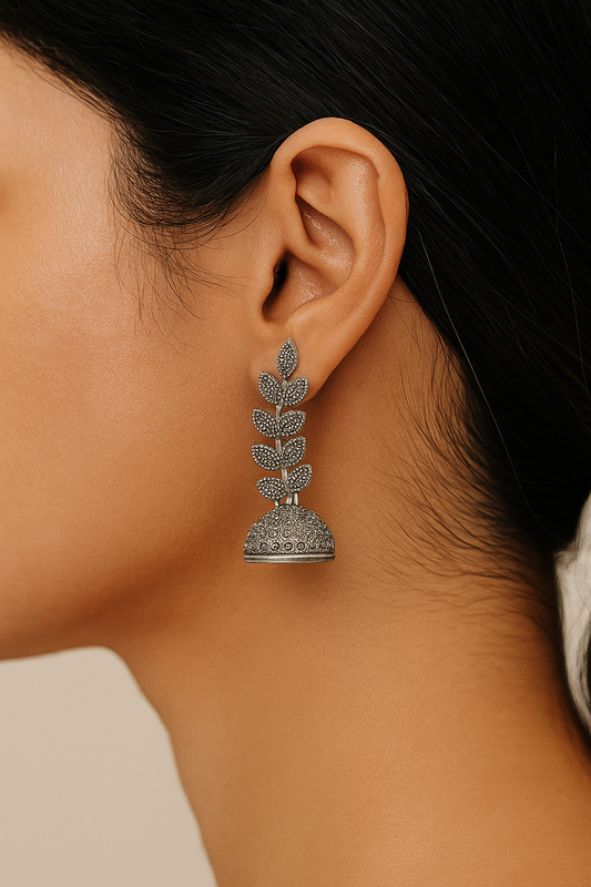 Oxidized Leaf Earrings