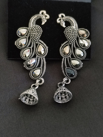 Oxidized Peocock Earring