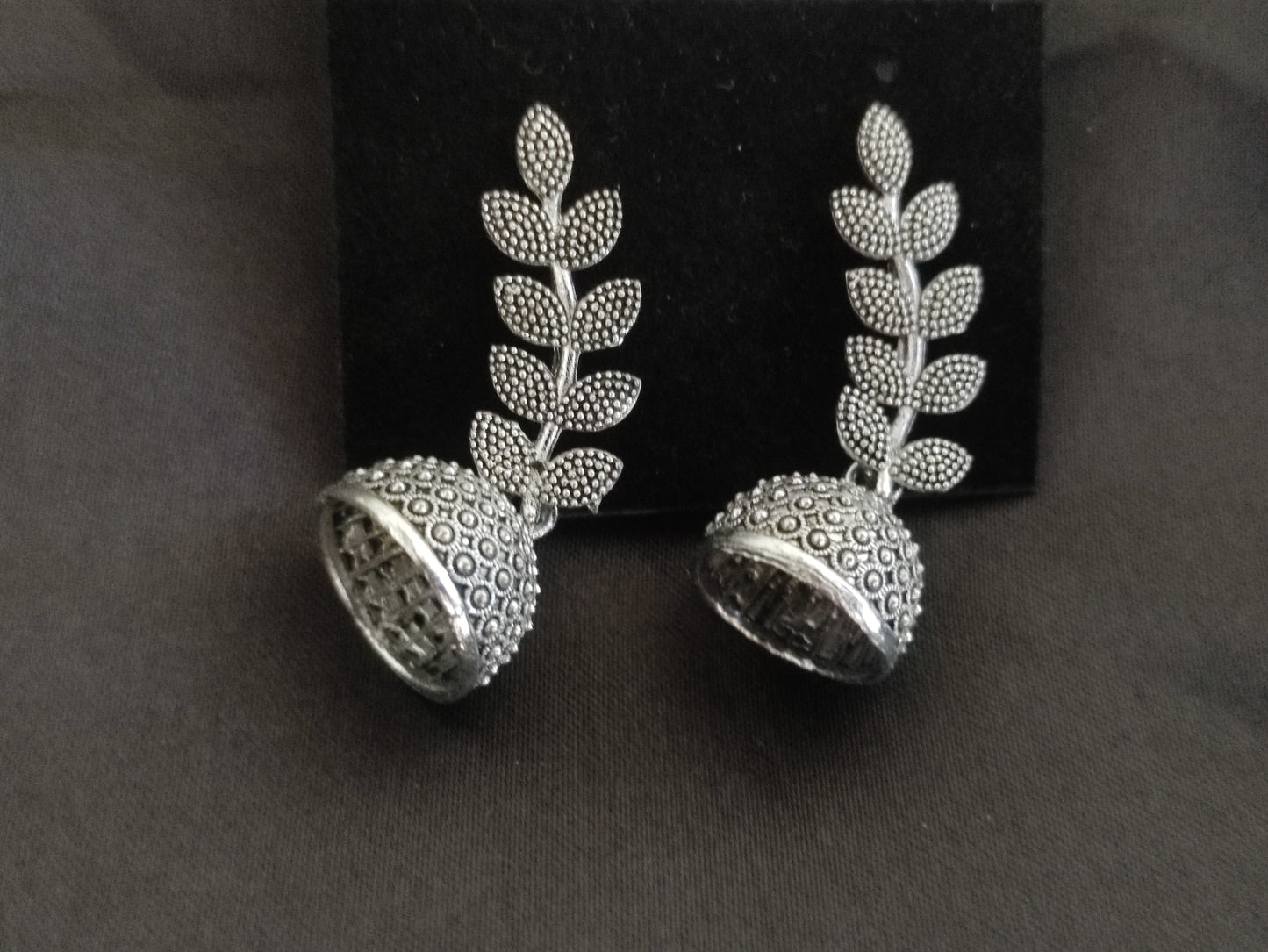 Oxidized Leaf Earrings