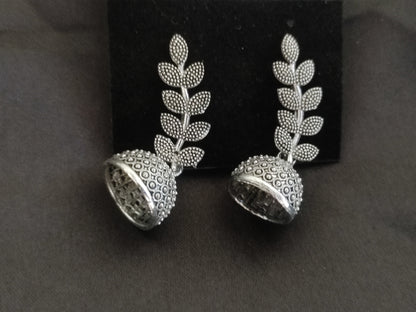 Oxidized Leaf Earrings