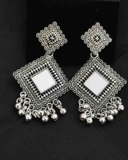 Oxidized Square Mirror Earrings