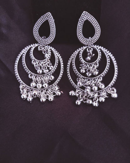 Oxidized Layered Hoop Jhumkas