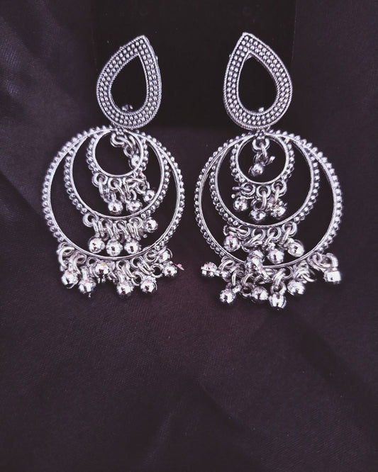 Oxidized Layered Hoop Jhumkas