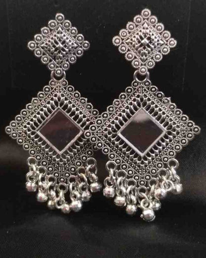 Oxidized Square Mirror Earrings