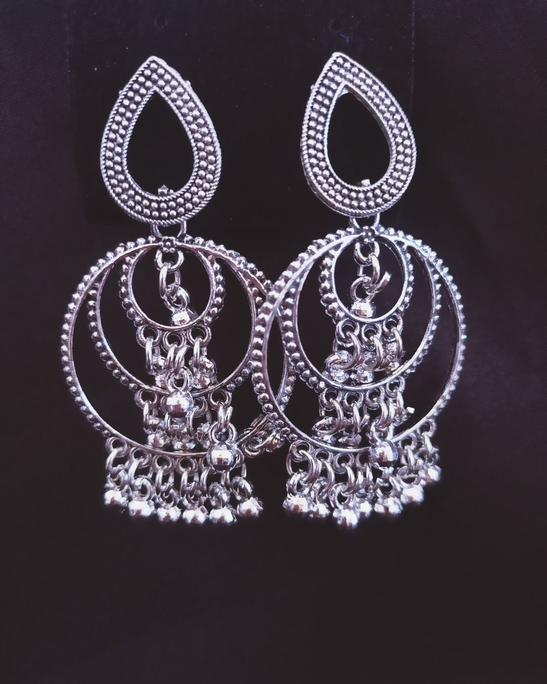 Oxidized Layered Hoop Jhumkas