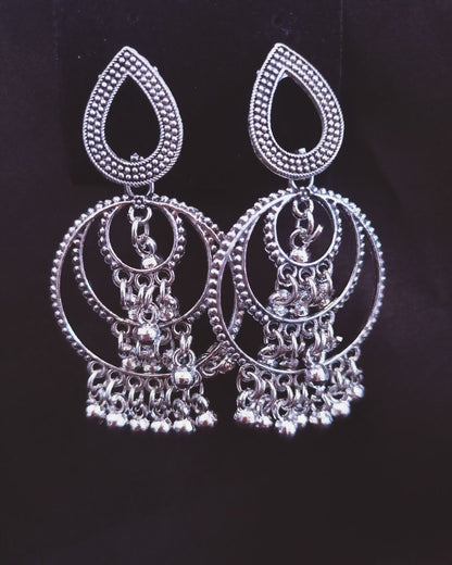 Oxidized Layered Hoop Jhumkas