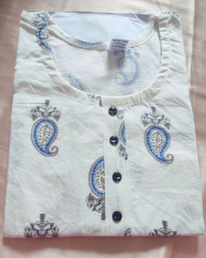 White Mango Print Kurti