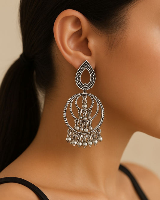 Oxidized Layered Hoop Jhumkas