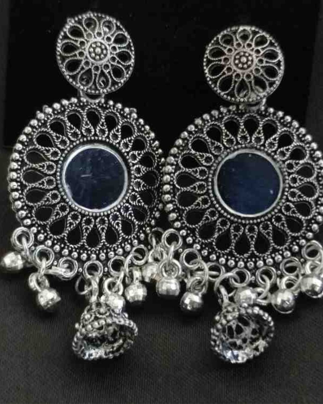 Oxidized Circle Mirror Earrings