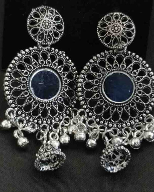 Oxidized Circle Mirror Earrings