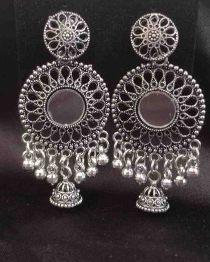 Oxidized Circle Mirror Earrings