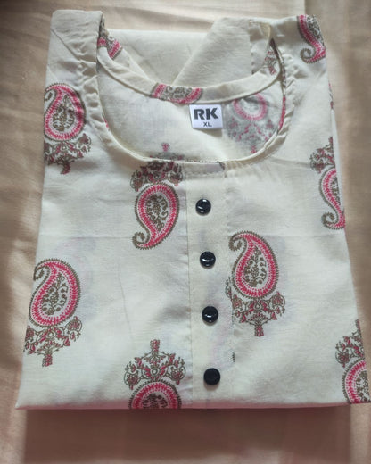 White Mango Print Kurti
