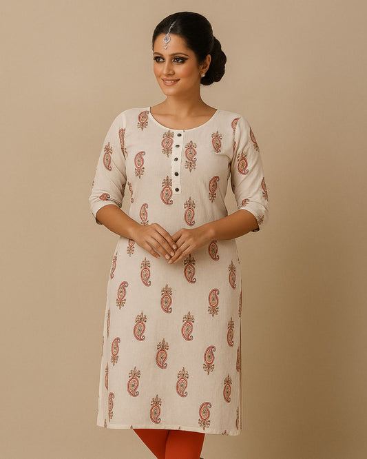 White Mango Print Kurti