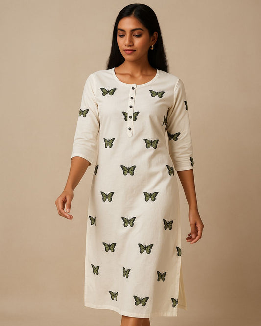 White Butterfly Kurti