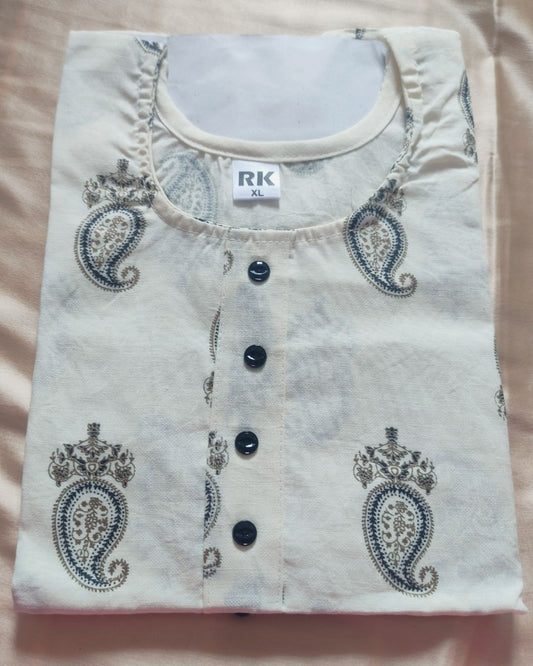 White Mango Print Kurti